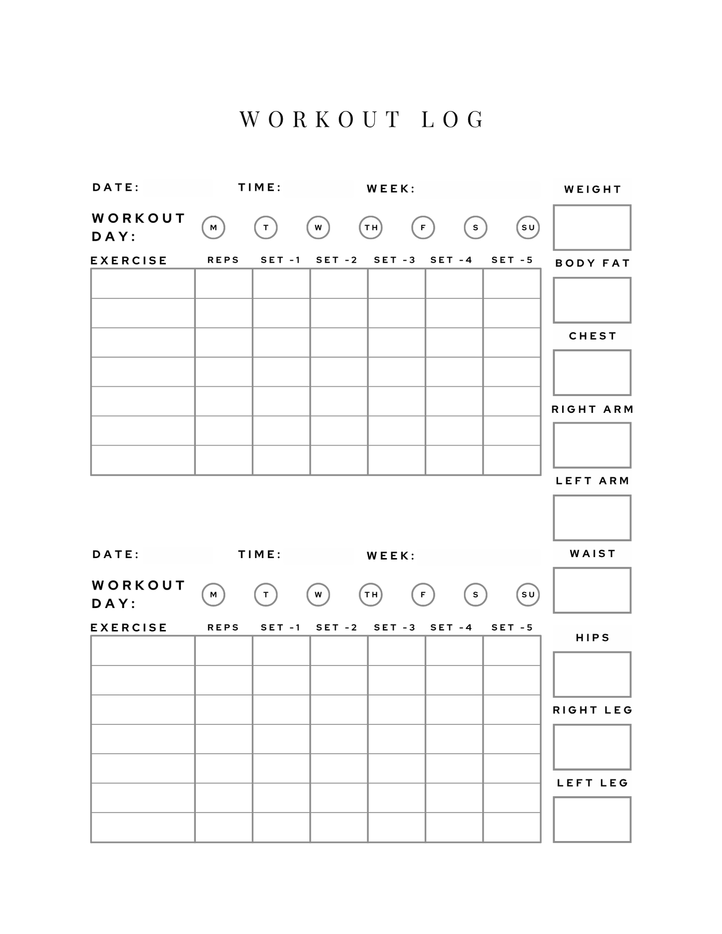 Fitness Planner Digital Workout Tracker Meal Planner Template Weight Loss Journal Printable Health Goal Tracker